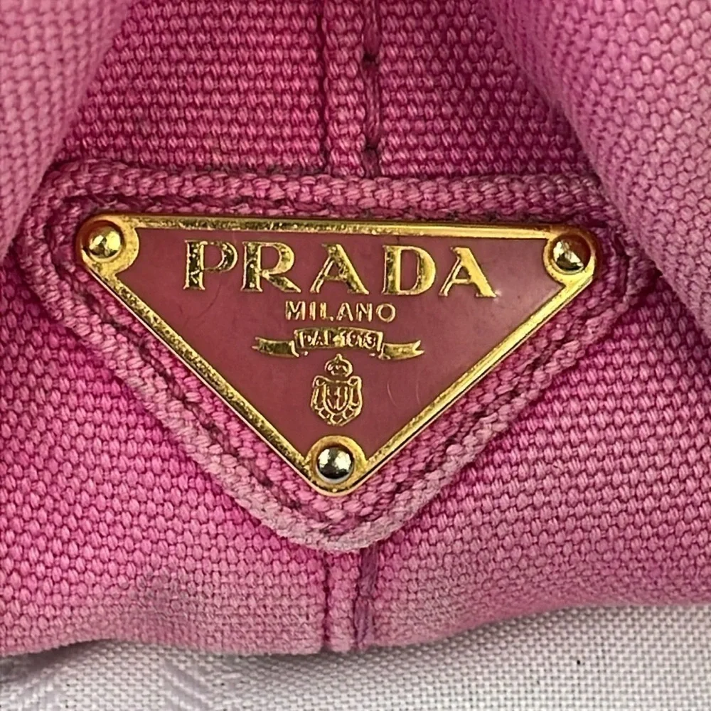 Prada Pink Canapa Tote Handbag Designer Logo Spring